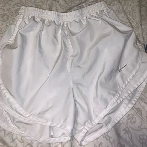 All white Nike tempo shorts